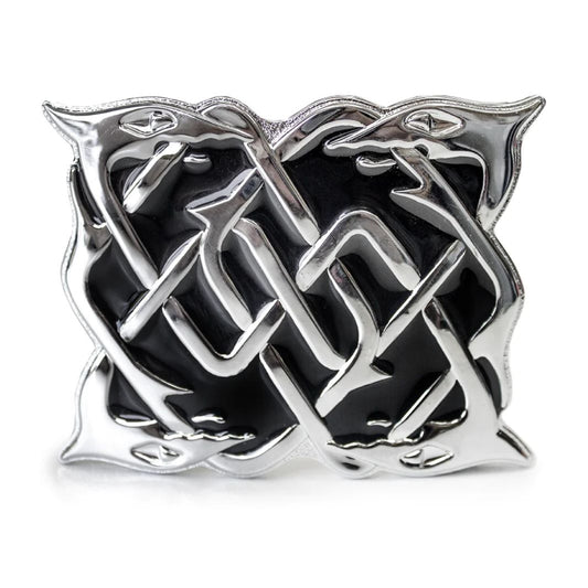 Belt Buckles | Serpent Celtic Design in Chrome with Black Enamel detailing