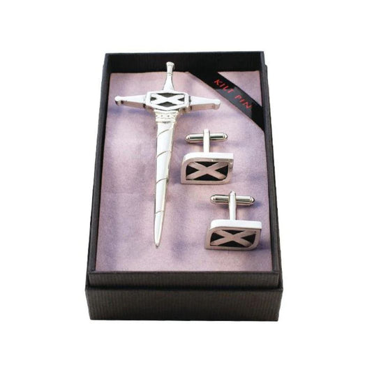 Saltire Kilt Pin & Cufflinks Set