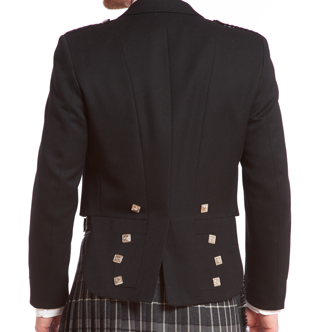 Prince Charlie Kilt Jacket & 3-button Vest | Black