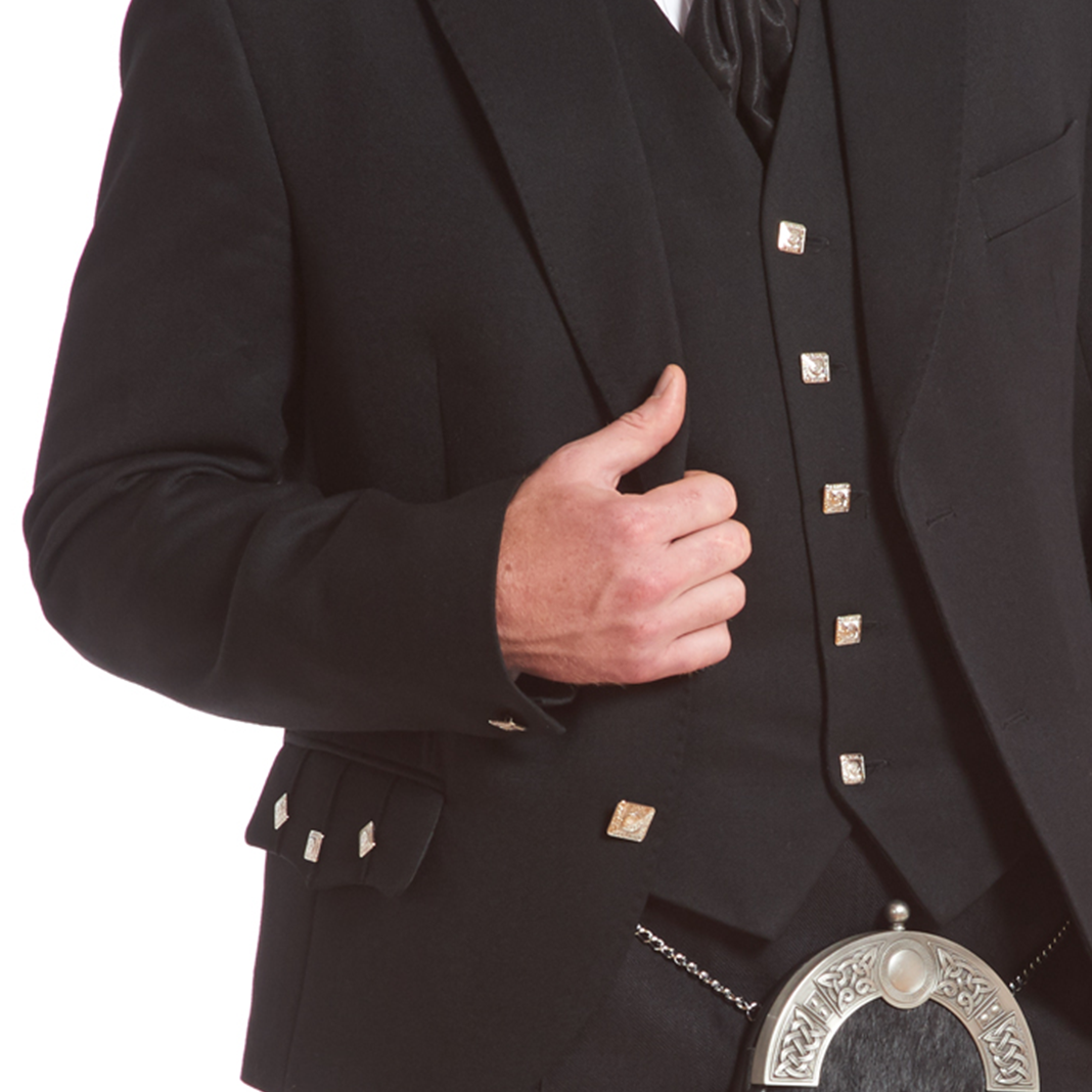 Argyll Kilt Jacket & 5 Button Vest | Black