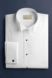 Wing Tip Pleated Shirt with French Cuffs | Regular Fit