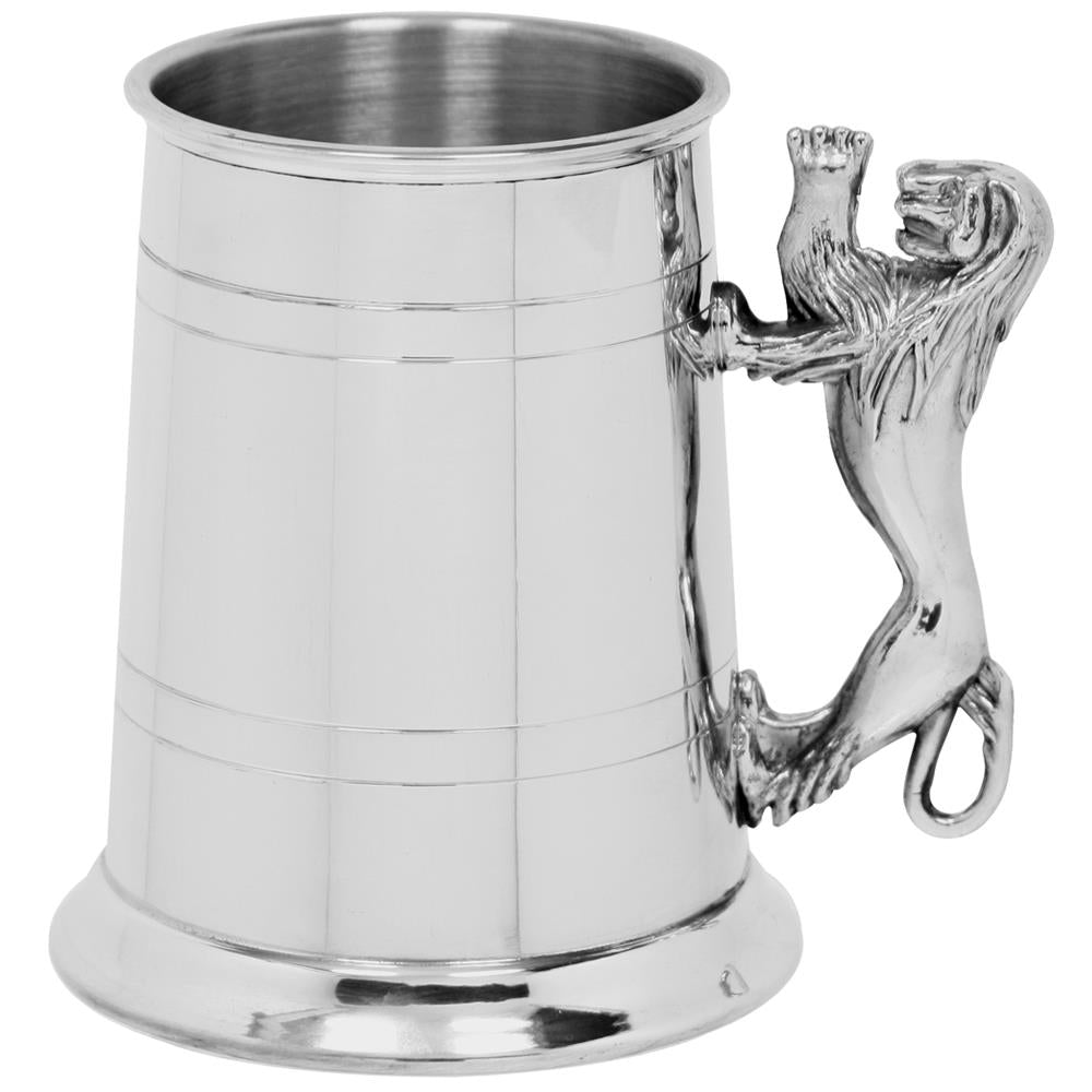 1 pint lead-free pewter tankard with Rampant Lion handle | The Scottish Company