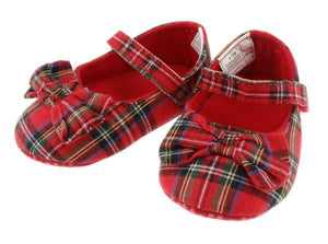 Tartan Baby Shoes with Bow