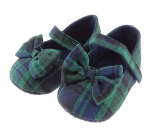 Tartan Baby Shoes with Bow