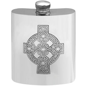 6 oz. Celtic Cross Pewter Hip Flask
