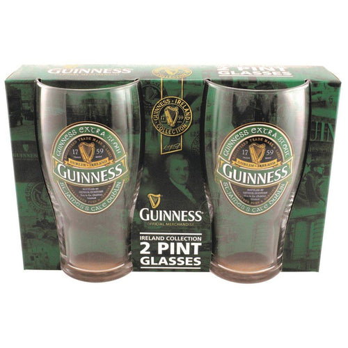 Guinness Green Pint Glasses set of 2 | The Scottish Company