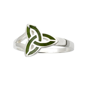 Solvar | Sterling Silver & Connemara Marble Trinity Knot Ring