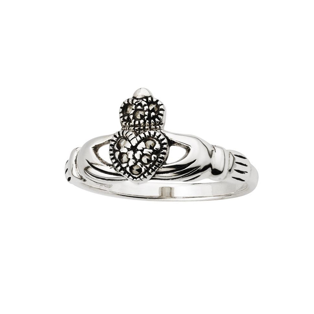 Solvar | Sterling Silver & Marcasite Claddagh Ring