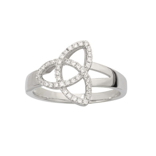 Solvar | Sterling Silver Cubic Zirconia Trinity Knot Ring