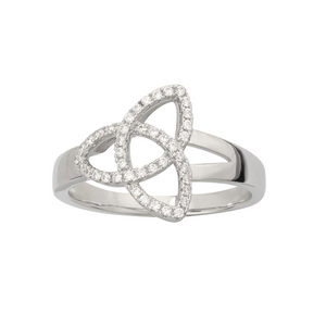 Solvar | Sterling Silver Cubic Zirconia Trinity Knot Ring