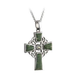 Solvar | Sterling Silver Connemara Marble Cross