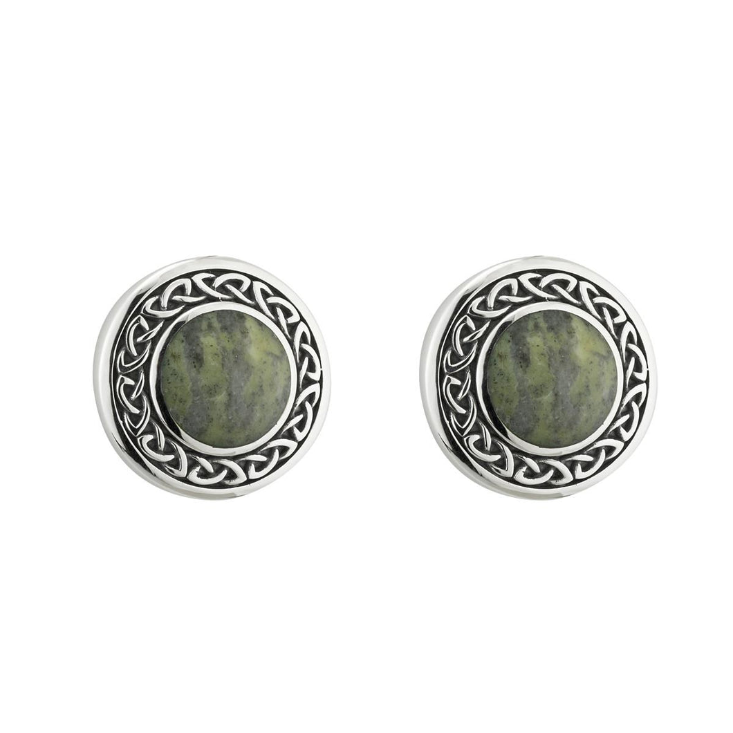 Solvar | Sterling Silver Connemara Marble Celtic Stud Earrings