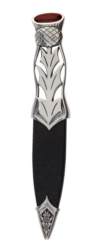 Sgian Dubh | Thistle design in polished pewter with stone top