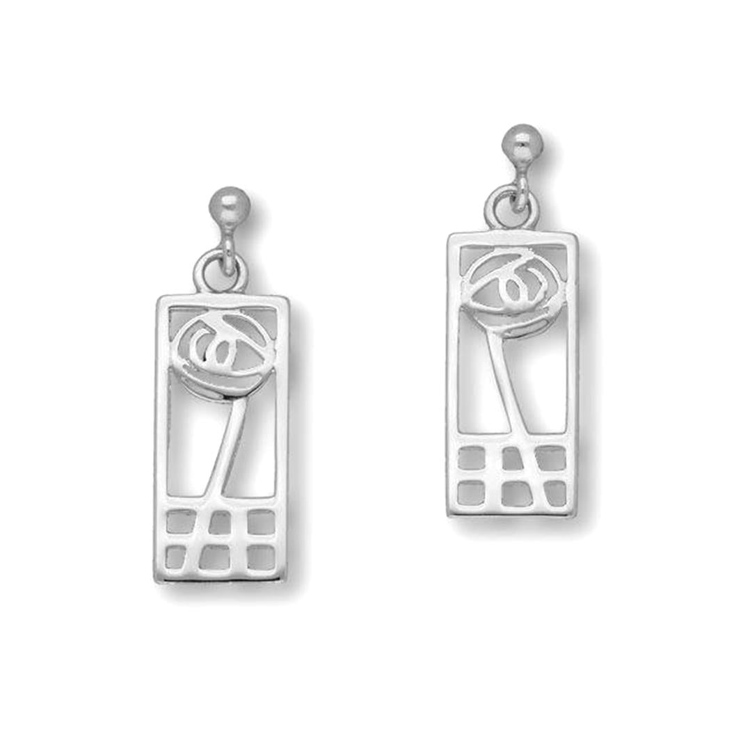 Ortak Charles Rennie Mackintosh Silver Earrings | The Scottish Company