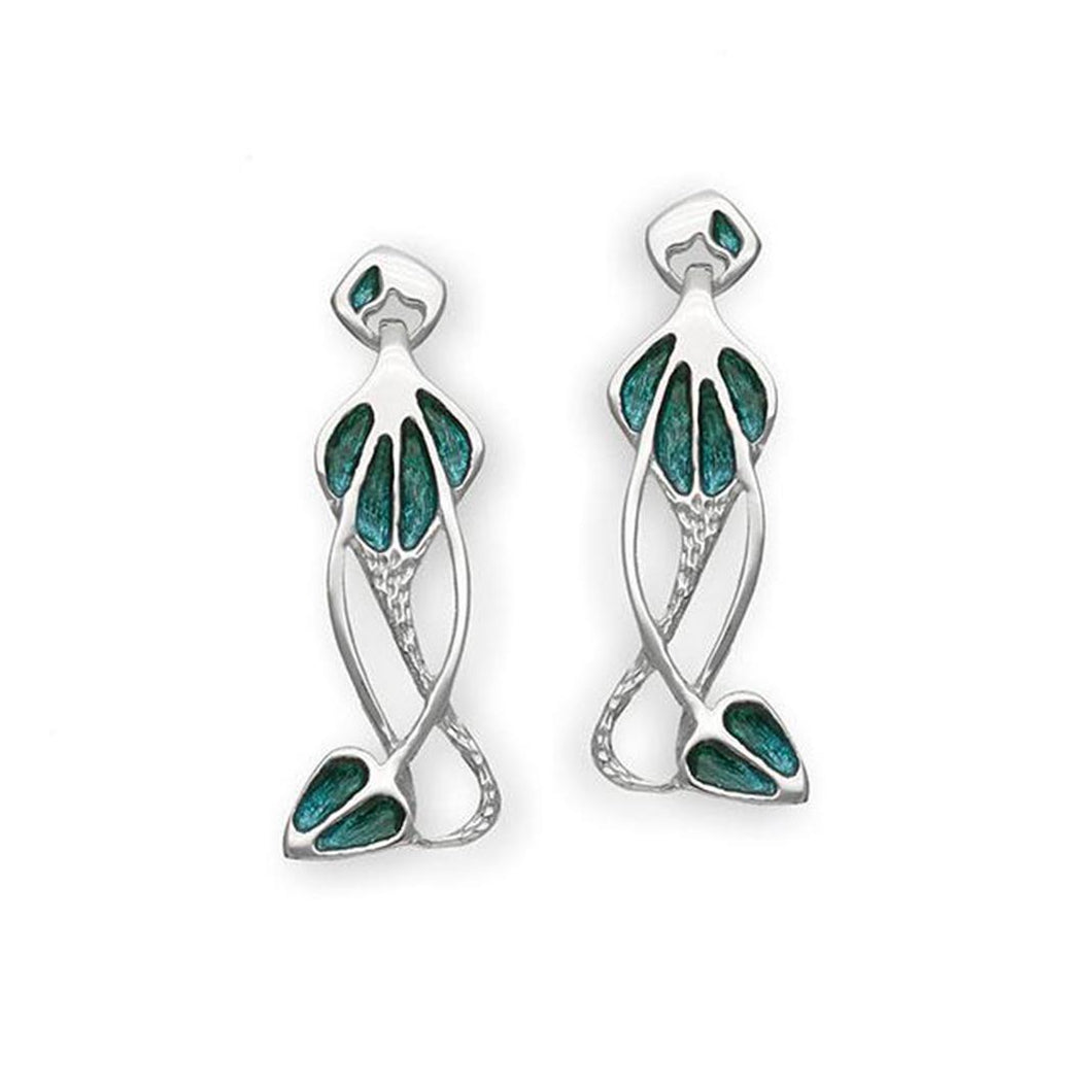 Ortak Mackintosh style silver & enamel earrings | The Scottish Compny