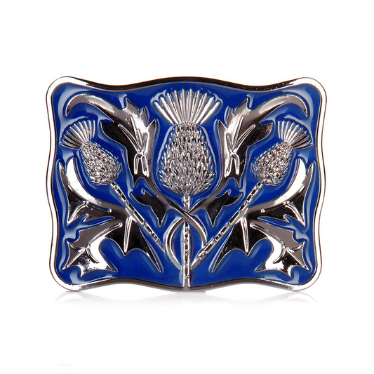 Belt Buckle | Blue & Gunmetal Chrome Thistle