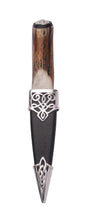Sterling silver sgian dubh with staghorn handle