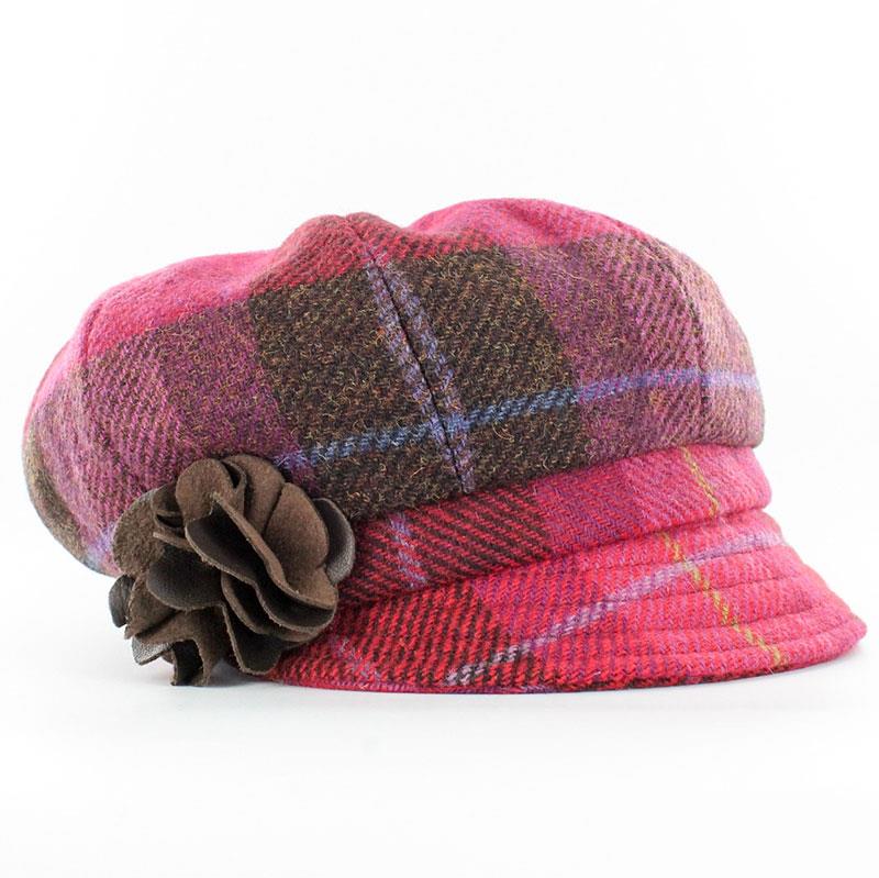 Mucros Weavers Newsboy Pink Plaid Hat | The Scottish Company