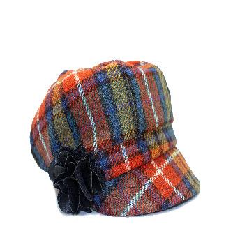 Mucros Weavers Newsboy Hat Orange Plaid