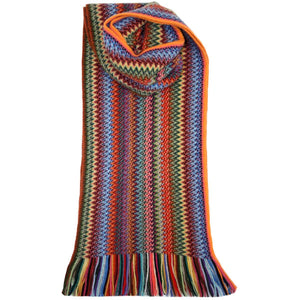 Lochcarron | Zig Zag Knitted Wool Scarf – Rainbow