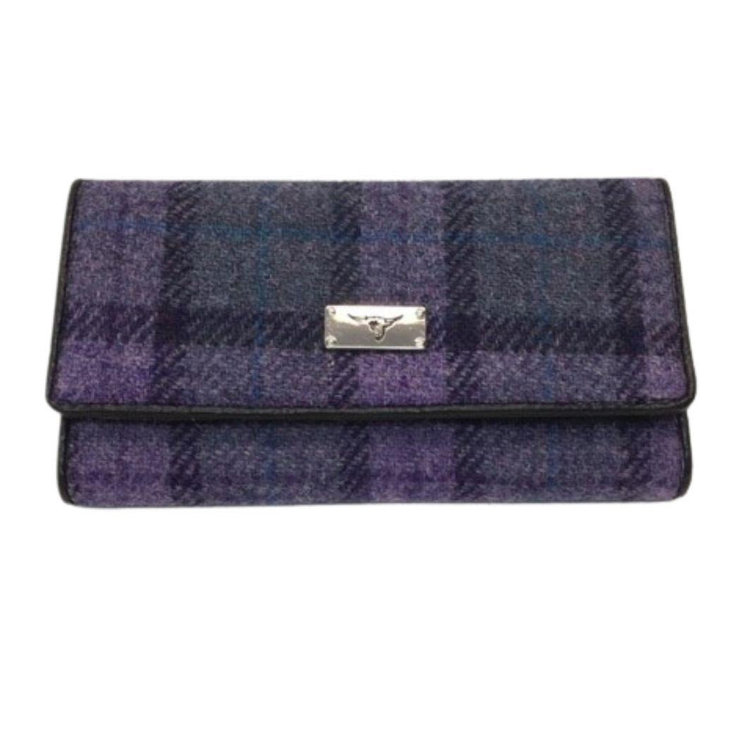 Harris Tweed Wallet Purple Check | The Scottish Company