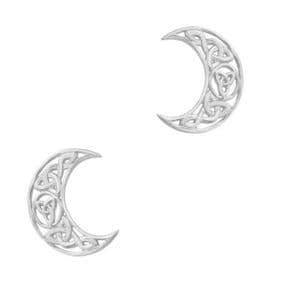 Crescent Moon Celtic Stud Silver Earrings | The Scottish Company