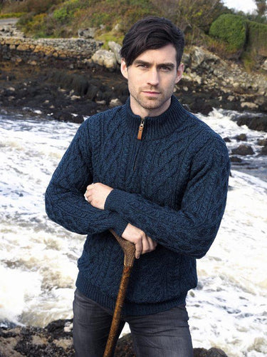 Arancrafts Men's Donegal half-zip Aran knit sweater | The Scottish Company